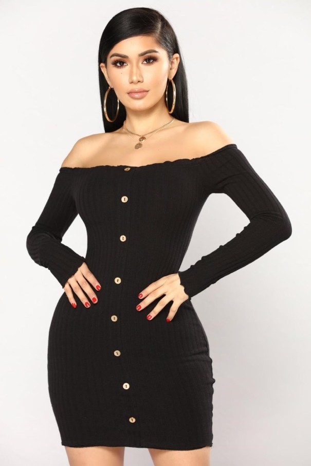 Strapless gebreide mini-jurk zwart XL