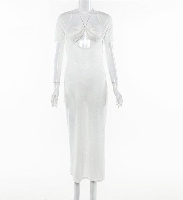 Strečové maxi šaty biele XS