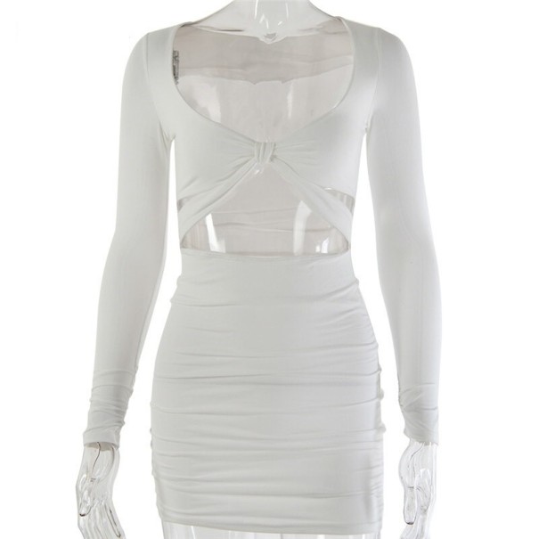 Strečové sexy šaty bílá XS