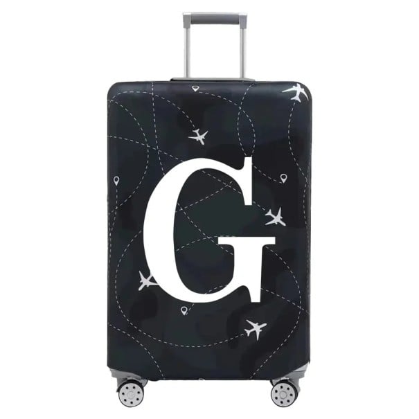 Strečový ochranný potah na cestovní kufr s potiskem písmena 80 cm strečová tkanina černý elastický obal na zavazadlo pro cestování G