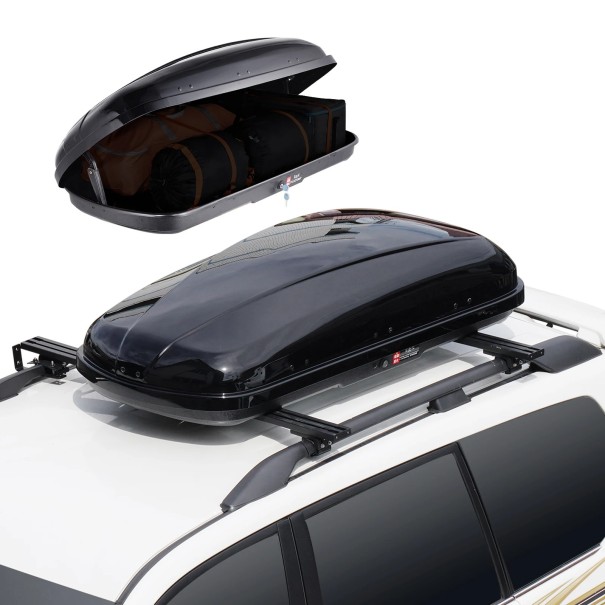 Střešní box na auto WP3001 uzamykatelný 1882 x 773 x 400 mm s úložným prostorem navíc a lanem 2 m černý na cesty dovolenou i zavazadla 1