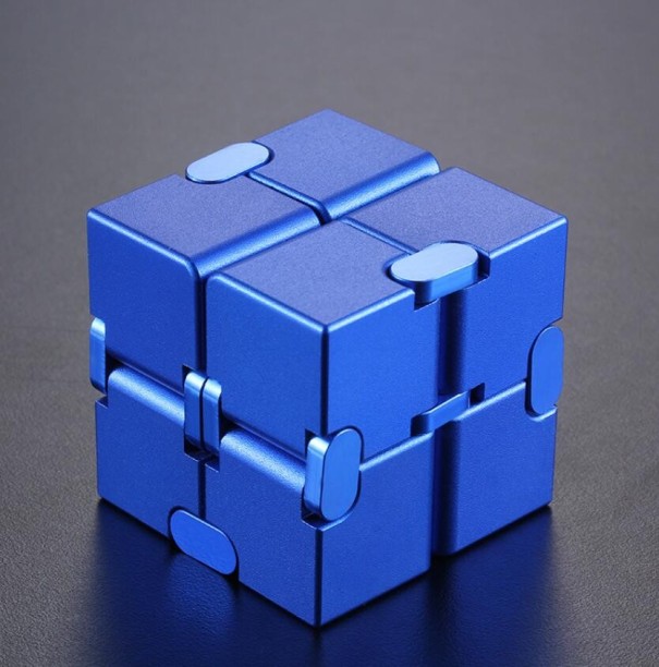 Stress Relief Metal Cube blue