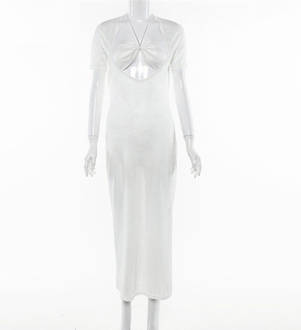 Stretch maxi-jurk wit S