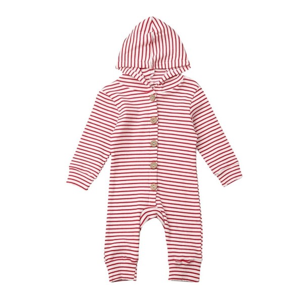 Stribet babyheldragt T2723 rød 0-3 måneder