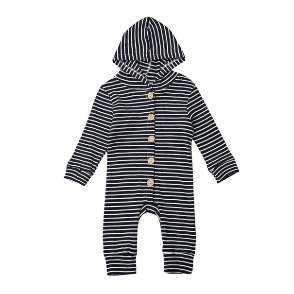 Stribet babyheldragt T2723 sort 12-18 måneder