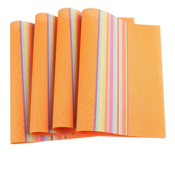 Stribet dækkeserviet 4 stk. orange