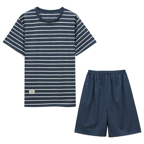 Stribet herrepyjamas T2413 mørkeblå L