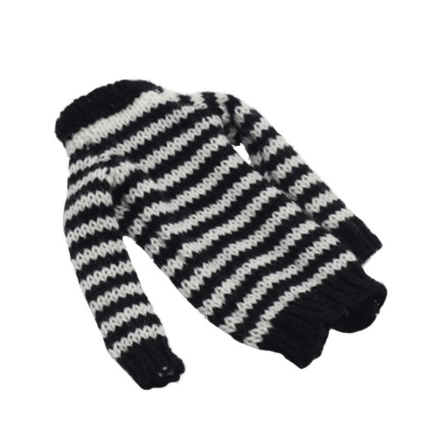 Stribet sweater til dukke sort
