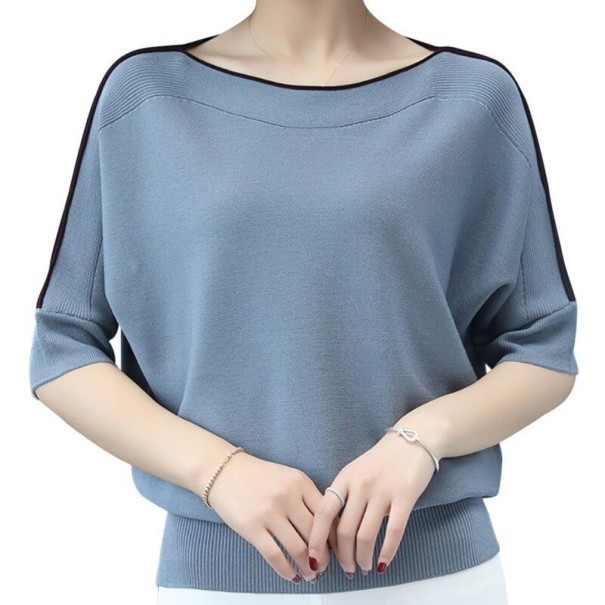 Stribet sweater til kvinder A2374 blå