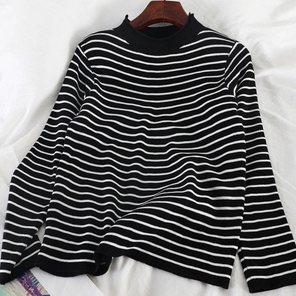 Stribet sweater til kvinder G305 sort