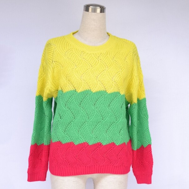 Stribet sweater til kvinder rød S