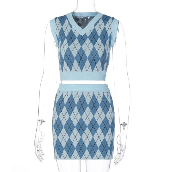 Strikket crop top og nederdel til kvinder B913 M