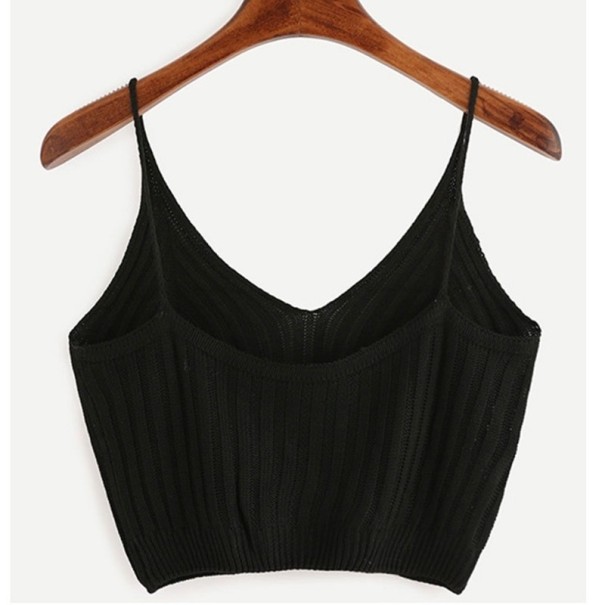 Strikket crop top til kvinder sort