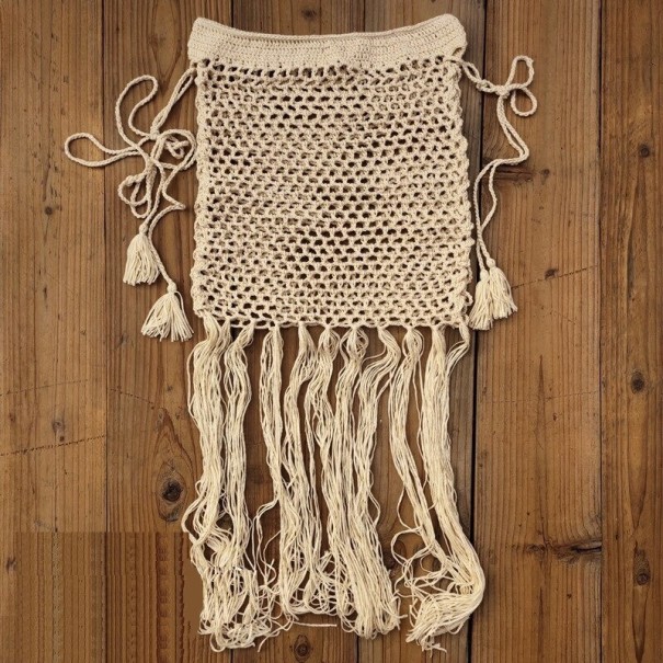 Strikket nederdel til kvinder beige XS