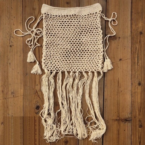 Strikket nederdel til kvinder beige L