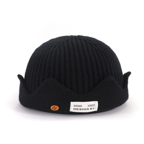 Strikket vinterhue sort