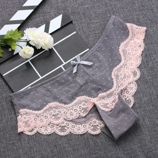 String sexy en dentelle pour femmes gris L