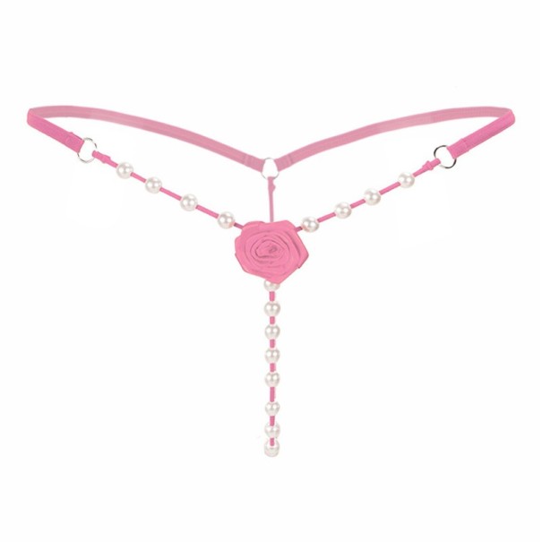 String sexy pour femme avec perles rose clair