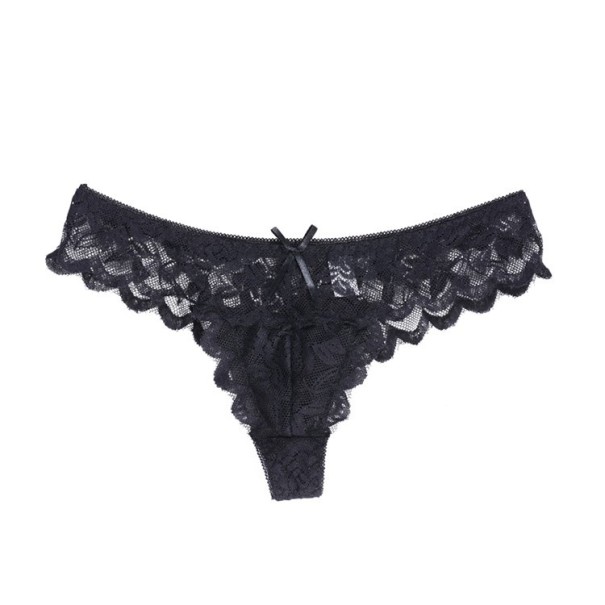 Stringi damskie z koronką J803 czarny L