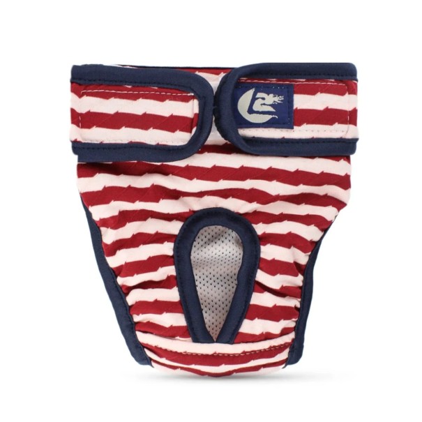 Striped Dog Heat Pants Size L Waist Circumference 35-45 cm Washable Hygienic Pants Adjustable Waist Breathable Comfortable red