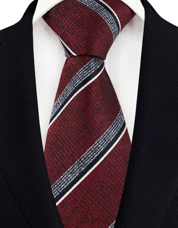 Striped Red Men's Tie 145 x 8 cm Business and Social Events Quality Material Elegant Tie Stylish Men's Accessory 1