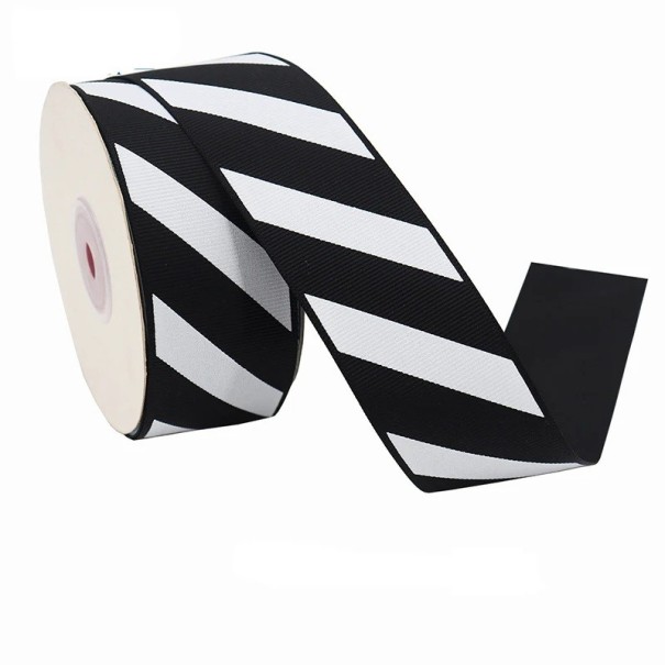 Striped Ribbon 38 mm x 9.1 m Decorative Ribbon Gift Wrapping Ribbon Decorative Ribbon for Wreaths Creative Crafting Christmas, Wedding and Gift Decoration black