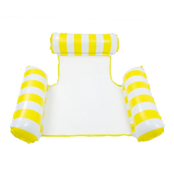 Striped Water Rocking Chair 133 x 100 cm PVC Inflatable Lounger with Backrest and Armrests Floating Chair for Pool Relaxation yellow