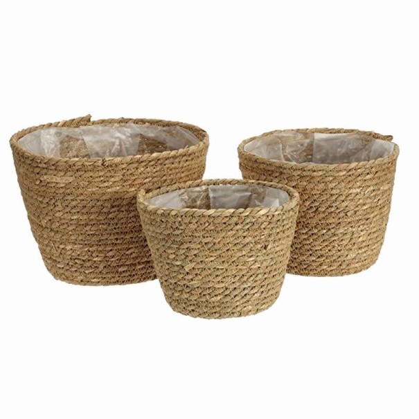 Stro bloempot 3 stuks 1