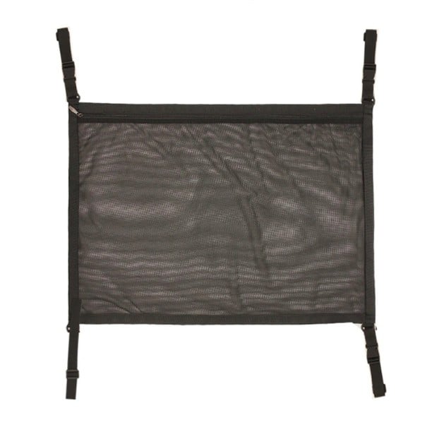 Stropná sieť do auta 80x55 cm čierna úložná sieťka na strop zavazadlový organizér so zipsom a prackami pre interiér vozidla 1