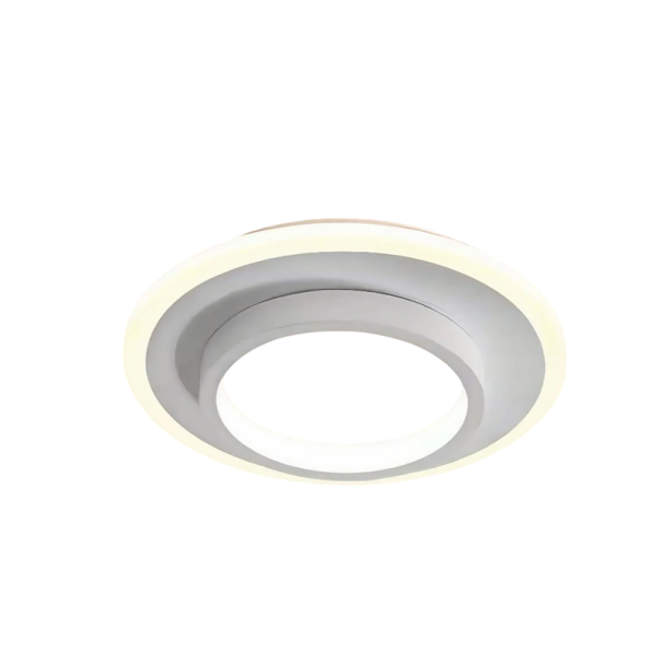 Stropní LED svítidlo kruhové průměr 20 x výška 5 cm, kov a akryl, vestavěná LED studené bílé světlo do chodby a na schodiště bílá