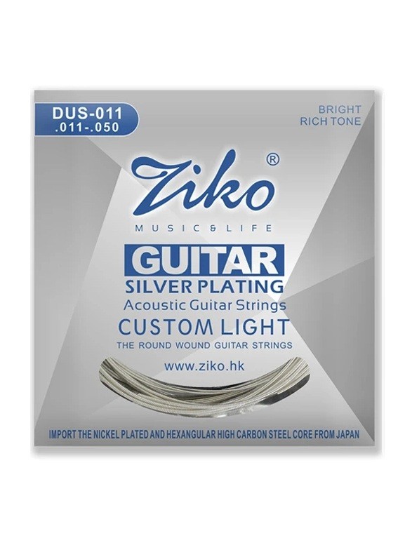 Strunhas para guitarra acústica DUS-011 Aço carbono com núcleo hexagonal Acabamento prateado Tom claro Longa durabilidade Afinação estável 1