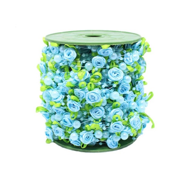 Stuha s růžemi a perlami 3 cm x 2 m Dekorativní krajková stuha Vintage svatební dekorace Elegantní stužka na dárky Ozdobná textilní stuha modrá Stuha s růžemi a perlami 3 cm x 2 m Dekorativní krajková stuha Vintage svatební dekorace Elegantní stužka na dárky Ozdobná textilní stuha modrá