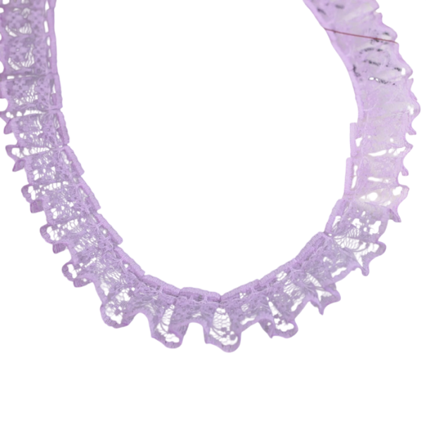 Stuha s volánkovou krajkou 2,3 cm x 4,6 m Polyesterová dekoratívna krajková stuha pre šitie zdobenie odevov handmade dekorácie DIY projekty svetlo fialová