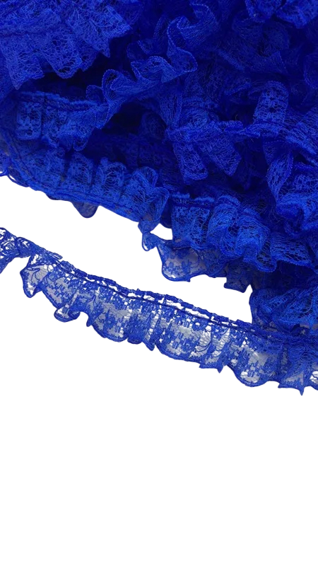 Stuha s volánkovou krajkou 2,3 cm x 4,6 m Polyesterová dekoratívna krajková stuha pre šitie zdobenie odevov handmade dekorácie DIY projekty tmavo modrá