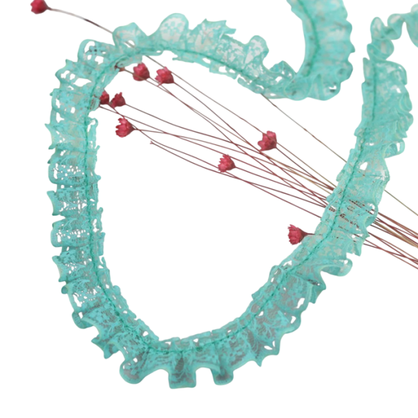 Stuha s volánkovou krajkou 2,3 cm x 4,6 m Polyesterová dekoratívna krajková stuha pre šitie zdobenie odevov handmade dekorácie DIY projekty tyrkysová