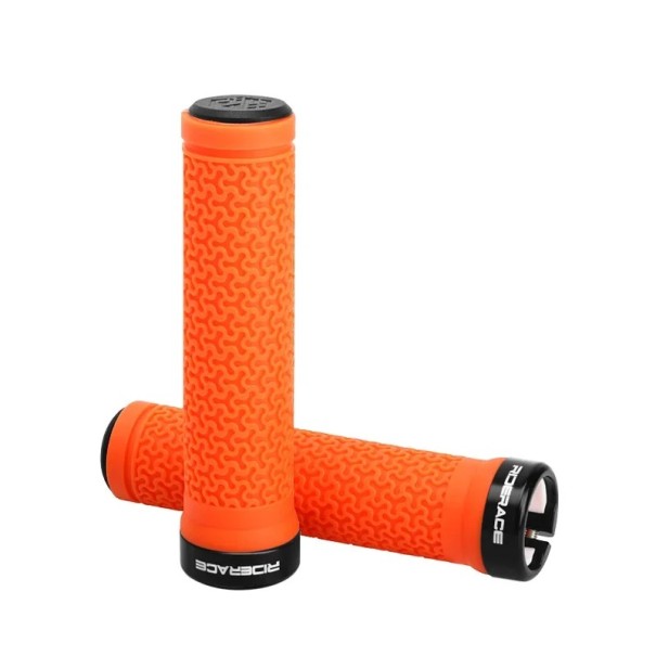Stuurgrepen 135 x 34 mm MTB Mountainbike Zachte rubberen handgrepen Enkelzijdig vergrendelbaar Antislip handgrepen Fietsaccessoires oranje