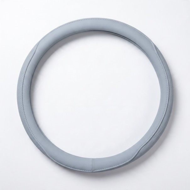 Stuurhoes van Napa leer met perforatie 37 tot 38 cm Rond model O Gequilte patroon Ademend en antislip voor in de auto blauw