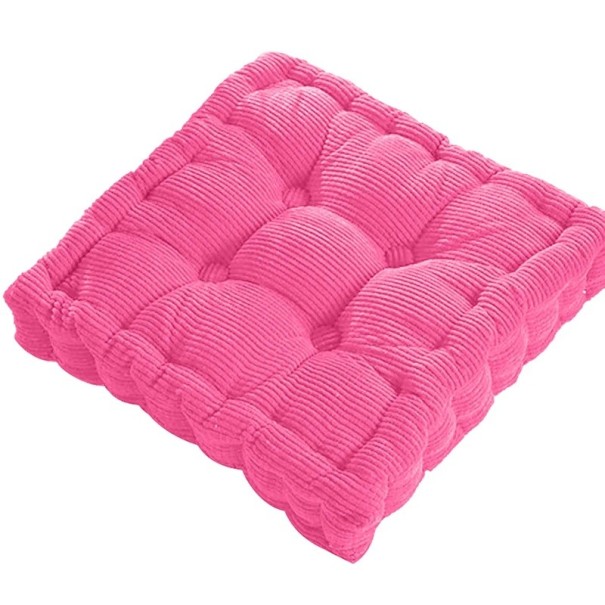 Štvorcový prešívaný podsedák na podlahu 40 × 40 cm manšestrový povrch silné polstrovanie vankúš na sedenie jóga meditácia ružová