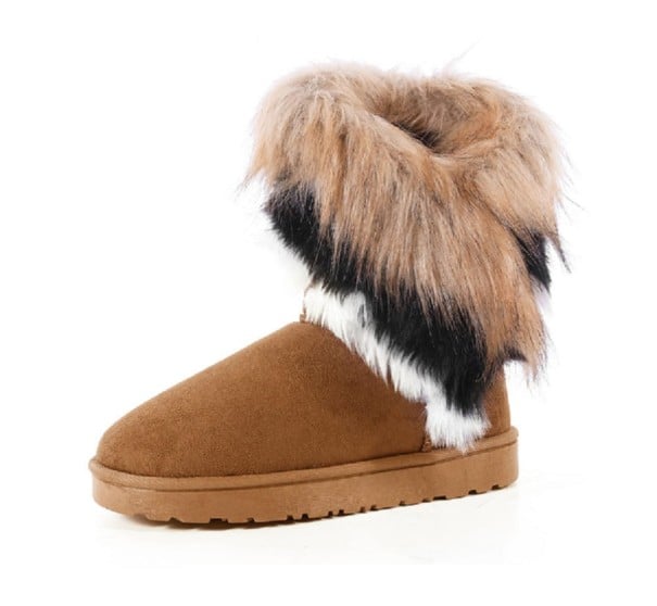Stylische Damen-Winterstiefel mit Fell J1783 braun 38