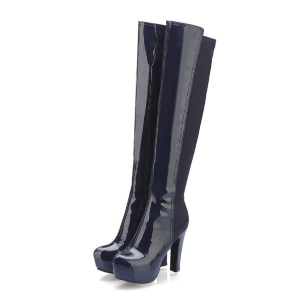 Stylische glänzende Stiefel J1011 dunkelblau 36