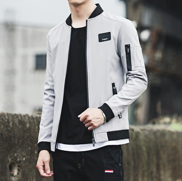 Stylische Herren Frühlingsjacke mit Kragen J2740 grau XL