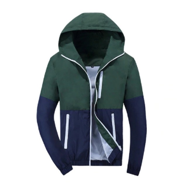 Stylische zweifarbige Herrenjacke J1007 armeegrün XL