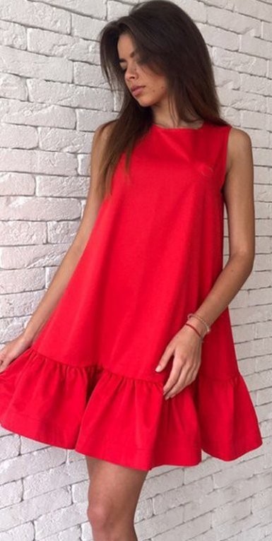 Stylisches Sommerkleid ohne Ärmel J2972 rot S