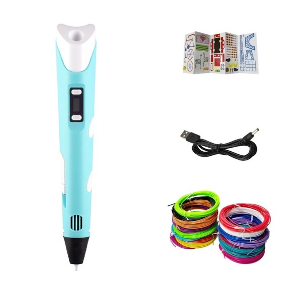 Stylo 3D avec 100 mètres de filament d'impression bleu