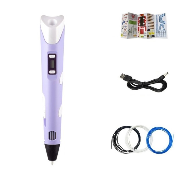 Stylo 3D avec 9 m de filament violet