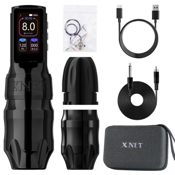 Stylo de tatouage sans fil XNET Titan Max avec une batterie moteur coreless course 4,0 mm 2400 mAh aluminium pour tatouage et maquillage noir