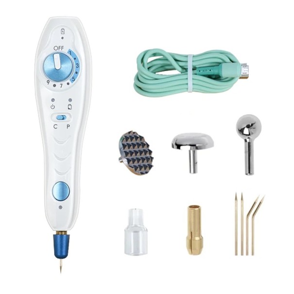 Stylo plasma professionnel pour verrues et taches pigmentaires 9 vitesses 8 embouts 500 Hz 900 mAh appareil cosmétique Micro USB 1