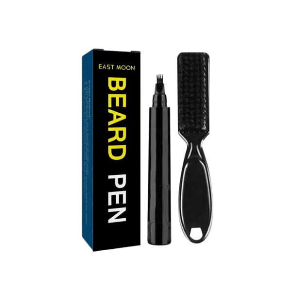 Stylo pour remplir les barbes brun foncé + brosse Correcteur de barbe et de moustache Kit de soin de la barbe Couvrance des cheveux gris Apparence 1