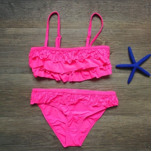 Stylové dívčí bikiny J2281 růžová 10
