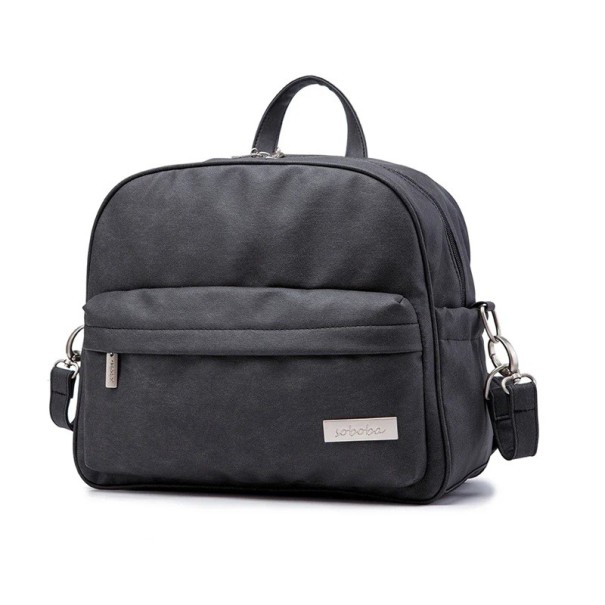 Stylový baby batoh na plenky 35x29x15 cm PU materiál Voděodolná multifunkční přebalovací taška pro maminky Praktický organizér na cestování černá
